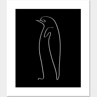 Stylish Penguin Silhouette Line Art Posters and Art